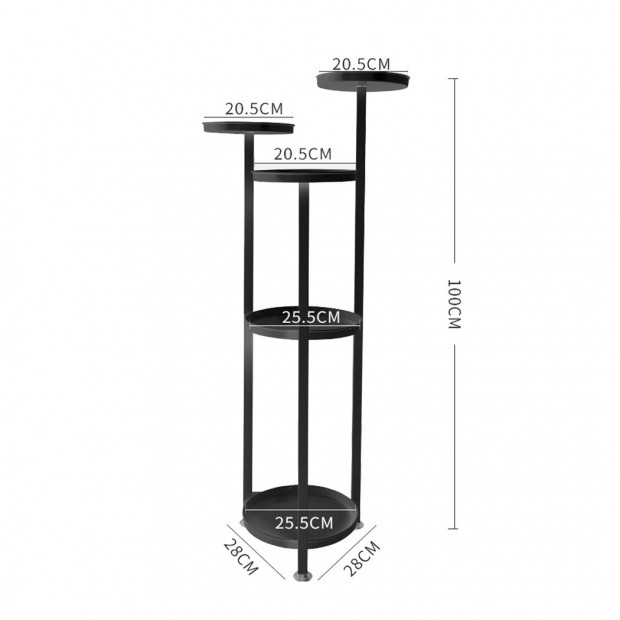 Plant Stand Outdoor Indoor Flower Rack Garden Shelf Black 100CM Image 3