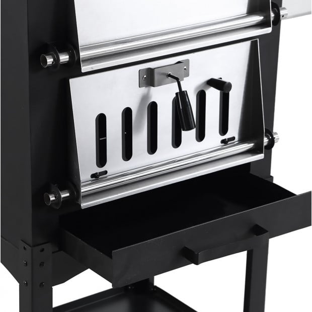 3 in 1 Charcoal Smoker BBQ Grill Portable Steel Pizza Oven Steamer Image 4