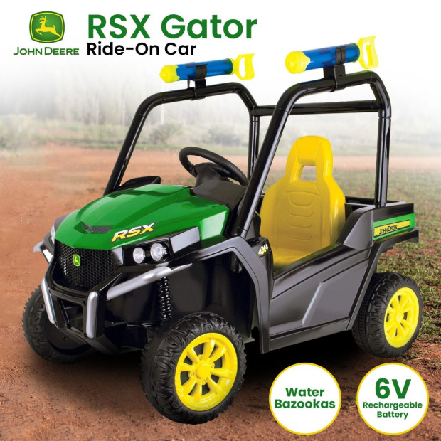 John Deere RSX Gator Battery Operated 1-Seater Kids Car with Water Bazookas
