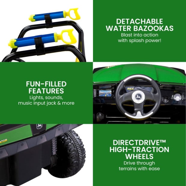 John Deere RSX Gator Battery Operated 1-Seater Kids Car with Water Bazookas Image 5