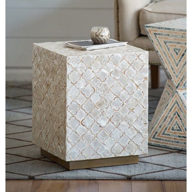 Haymen Shell Stool Side Table Square Box Bedside Desk Image 2