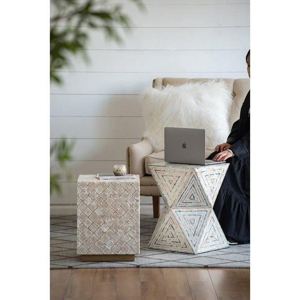 Haymen Shell Stool Side Table Square Box Bedside Desk Image 8