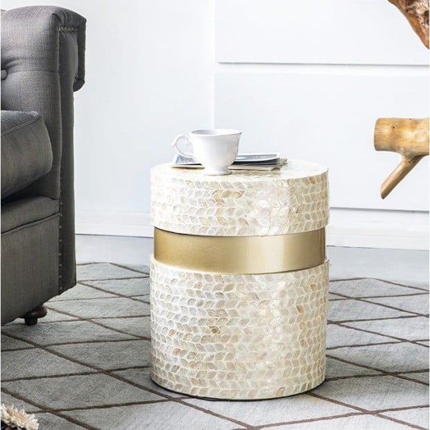 Cancun Shell Stool Table Desk Bedside 40x35cm Image 2