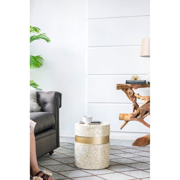 Cancun Shell Stool Table Desk Bedside 40x35cm Image 8