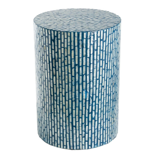 Turquoise Shell Stool MDF Side Table Round Bedside Desk Image 3
