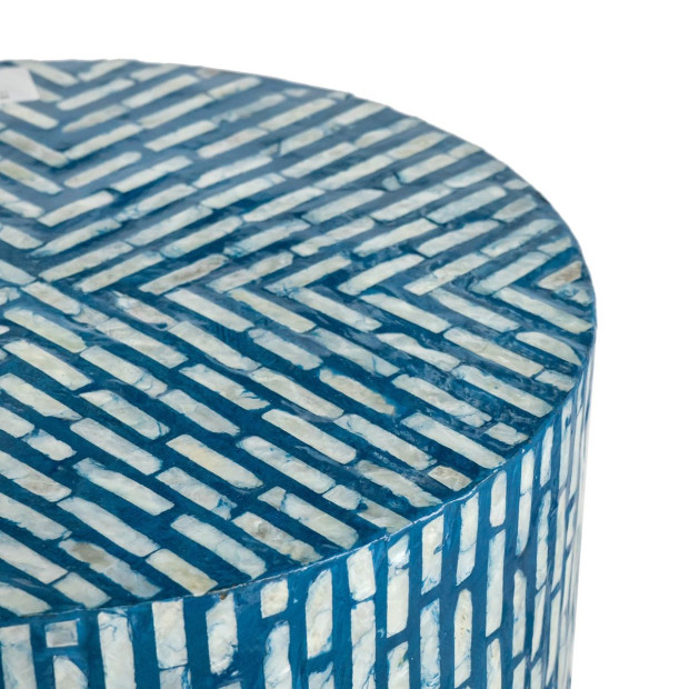 Turquoise Shell Stool MDF Side Table Round Bedside Desk Image 4