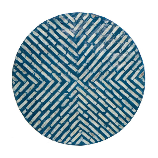 Turquoise Shell Stool MDF Side Table Round Bedside Desk Image 5