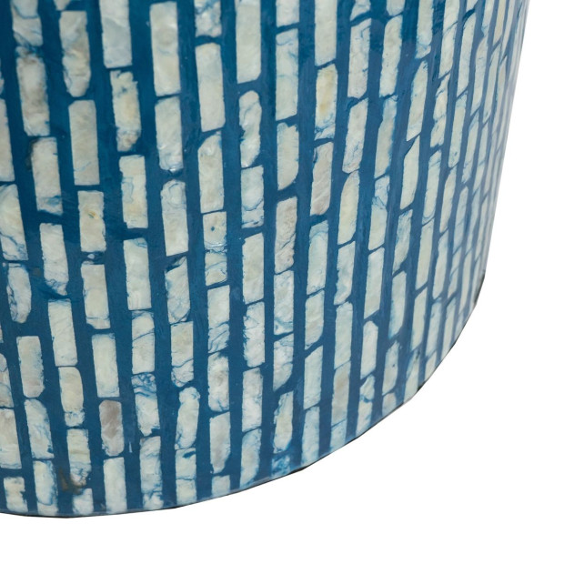Turquoise Shell Stool MDF Side Table Round Bedside Desk Image 6