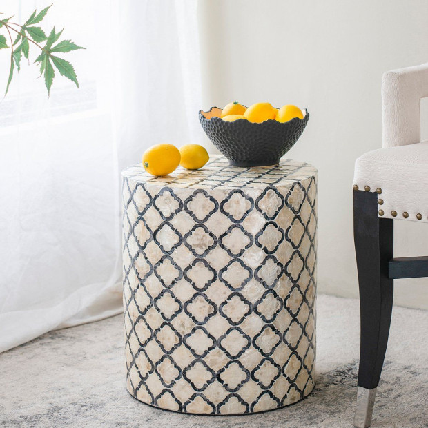 Eliat Shell Stool MDF Side Table Round Bedside Desk Decor Image 3