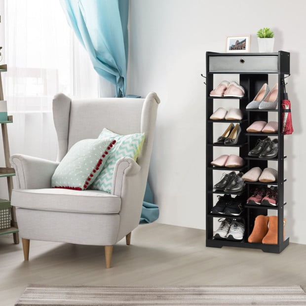 13-tier Vertical Shoe Rack With Removable Drawer - Black Image 10
