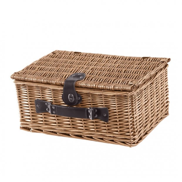 Picnic Basket Set 2 Person Willow Baskets Deluxe Travel Camping Image 4
