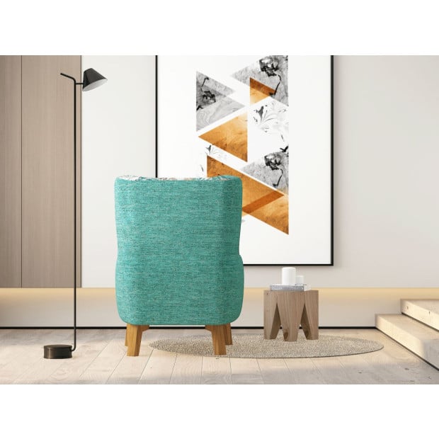 Armchair High back Lounge Printed Fabric Upholstery with Wooden Leg Image 5