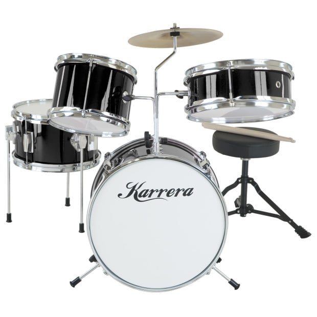 Karrera Kids 4pc Drum Set Kit - Black