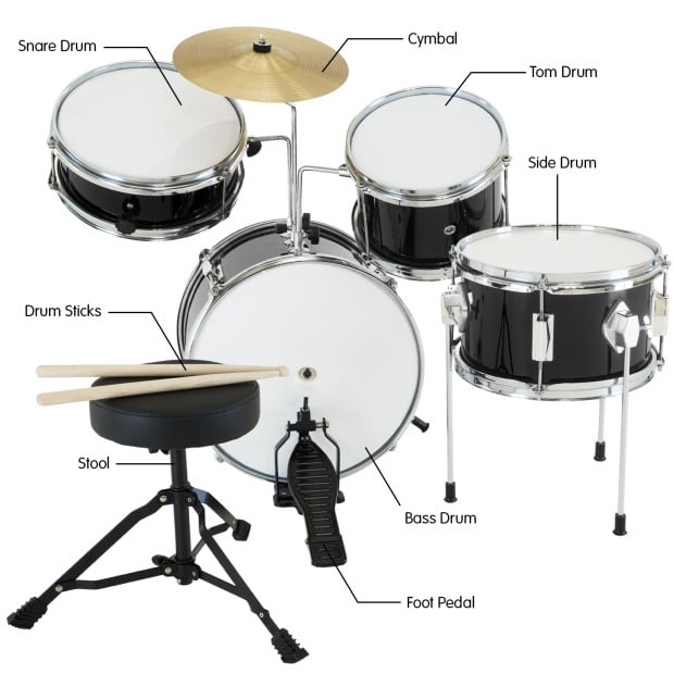 Karrera Kids 4pc Drum Set Kit - Black Image 8