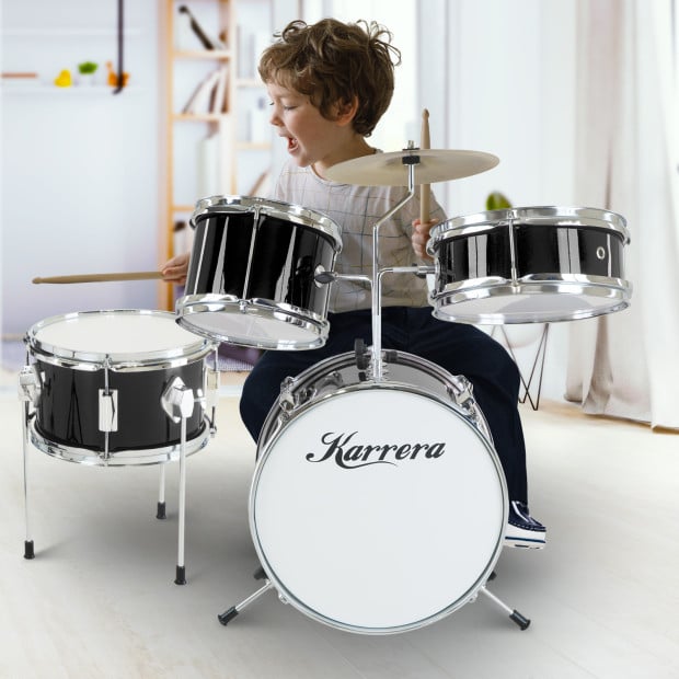 Karrera Kids 4pc Drum Set Kit - Black Image 9