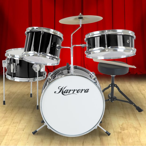 Karrera Kids 4pc Drum Set Kit - Black Image 10