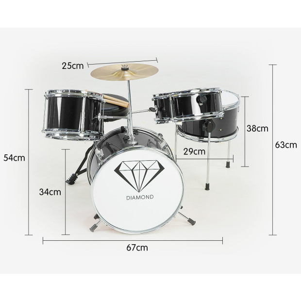 Kids 4 Piece Drum Kit - BLACK Image 7