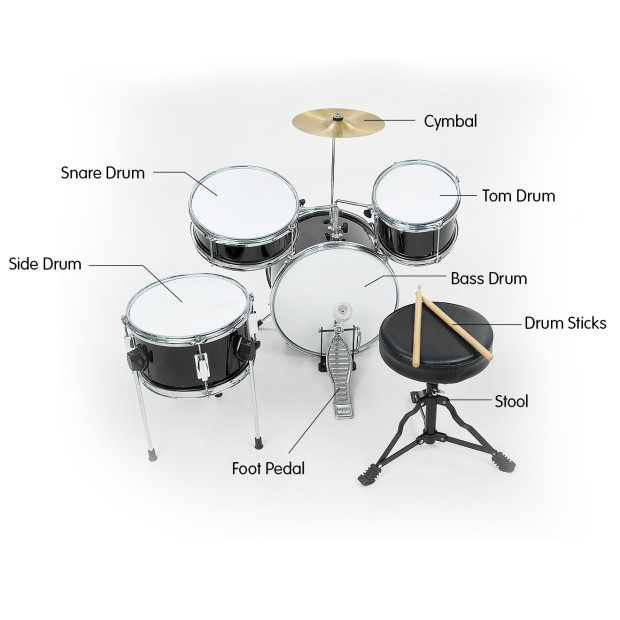 Kids 4 Piece Drum Kit - BLACK Image 6