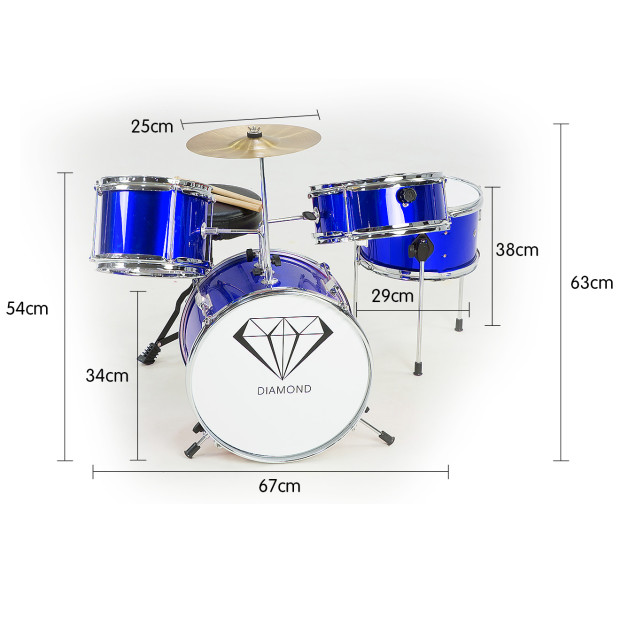Kids 4 Piece Drum Kit - BLUE Image 3