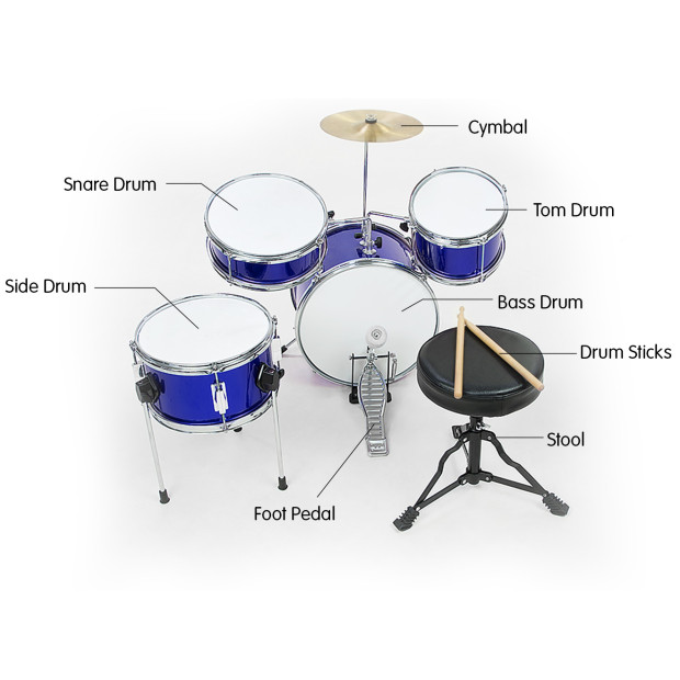 Kids 4 Piece Drum Kit - BLUE Image 2