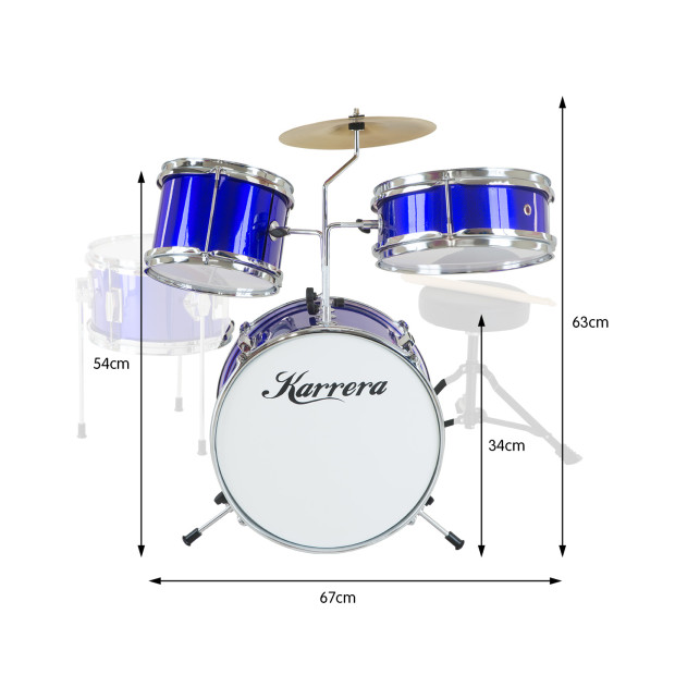 Karrera Kids 4pc Drum Set Kit - Blue Image 3