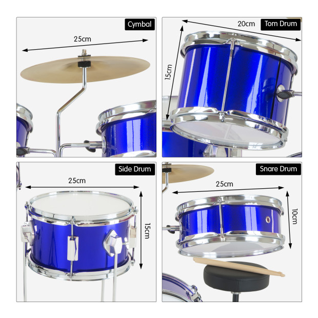 Karrera Kids 4pc Drum Set Kit - Blue Image 4