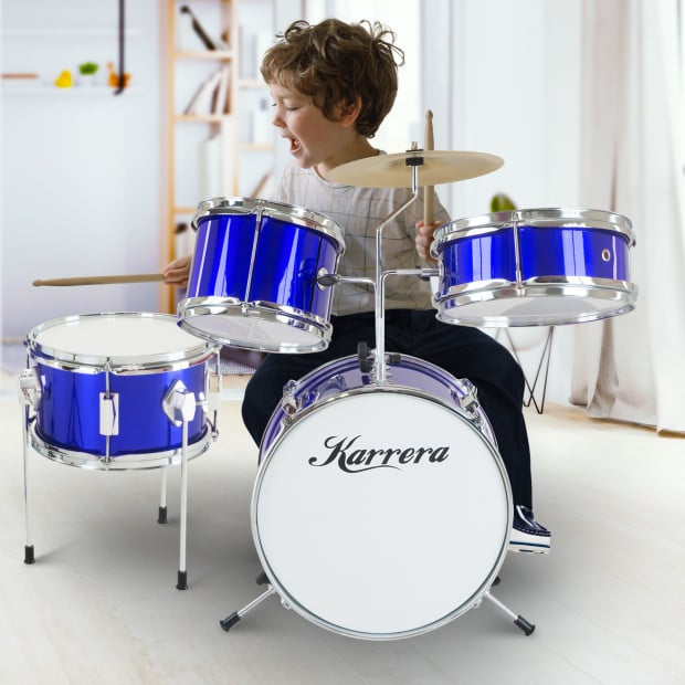 Karrera Kids 4pc Drum Set Kit - Blue Image 9