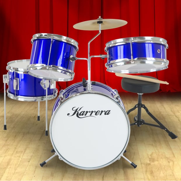 Karrera Kids 4pc Drum Set Kit - Blue Image 10