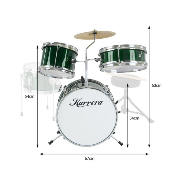 Karrera Kids 4pc Drum Set Kit - Green Image 2