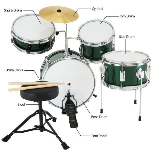 Karrera Kids 4pc Drum Set Kit - Green Image 8