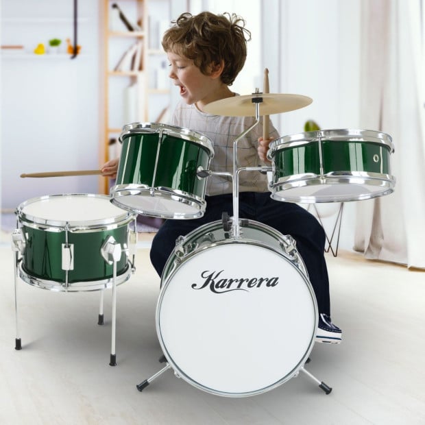 Karrera Kids 4pc Drum Set Kit - Green Image 9