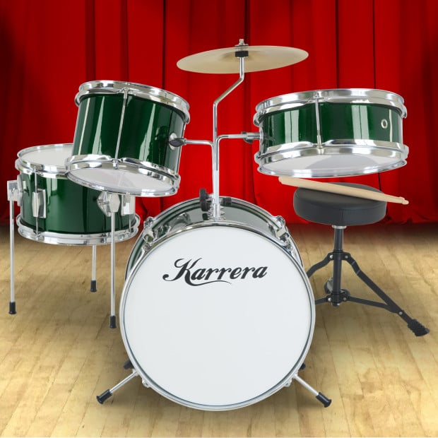 Karrera Kids 4pc Drum Set Kit - Green Image 10