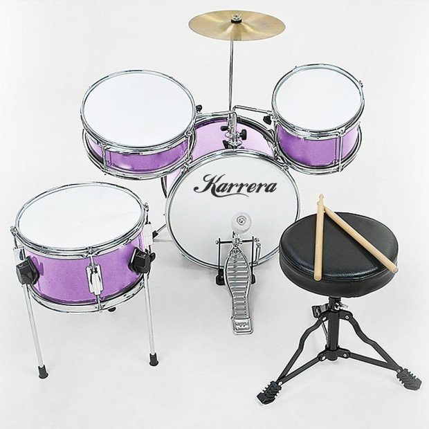 Childrens 4pc Drum Kit - Purple Image 2