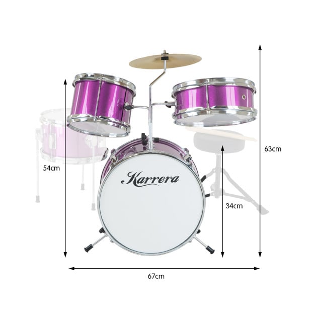 Karrera Kids 4pc Drum Set Kit - Purple Image 2