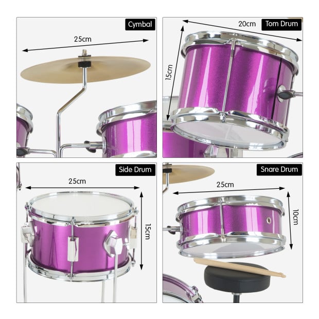 Karrera Kids 4pc Drum Set Kit - Purple Image 3