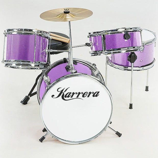 Childrens 4pc Drum Kit - Purple Image 4