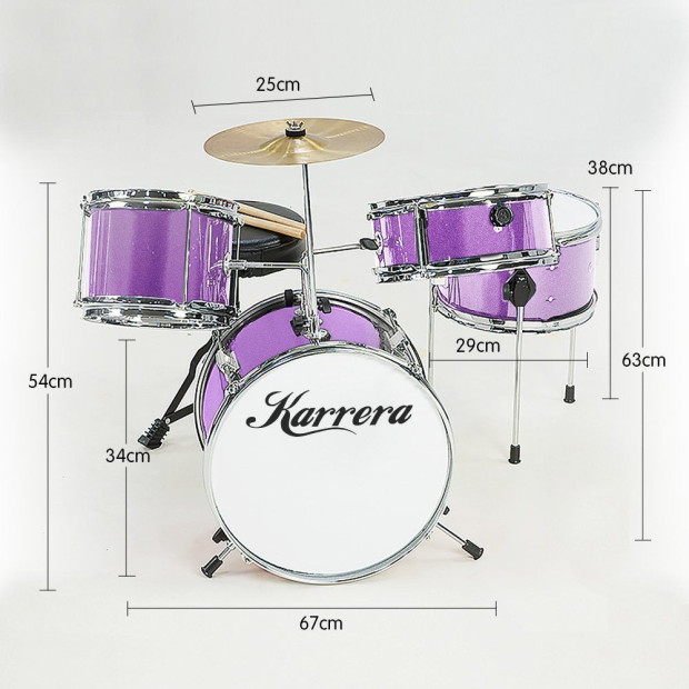 Childrens 4pc Drum Kit - Purple Image 6