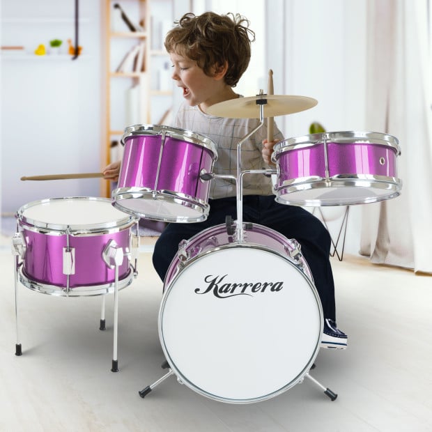 Karrera Kids 4pc Drum Set Kit - Purple Image 9