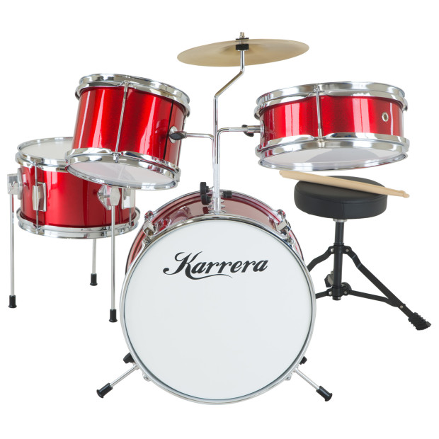 Karrera Kids 4pc Drum Set Kit - Red