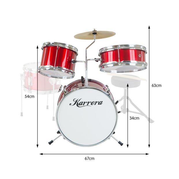 Karrera Kids 4pc Drum Set Kit - Red Image 3