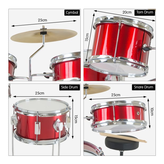 Karrera Kids 4pc Drum Set Kit - Red Image 4