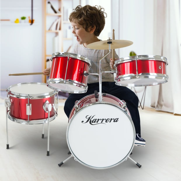 Karrera Kids 4pc Drum Set Kit - Red Image 10