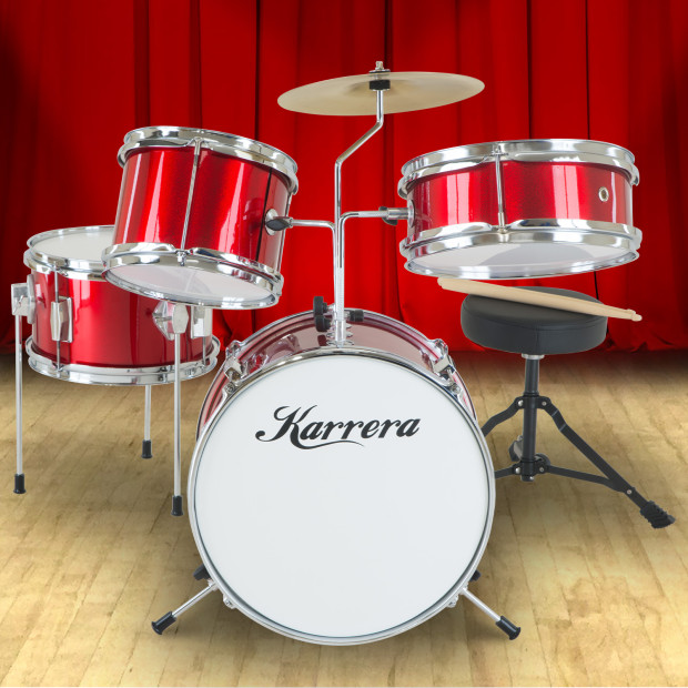 Karrera Kids 4pc Drum Set Kit - Red Image 6