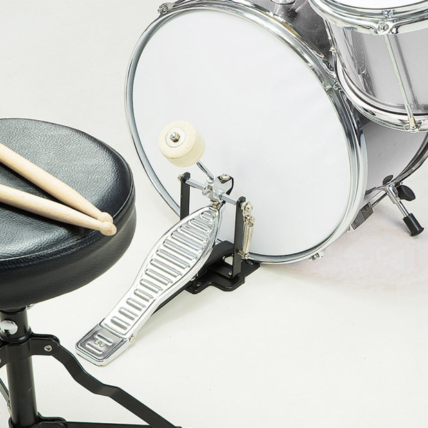 Children's 4pc Drum Kit Set - Silver Image 7