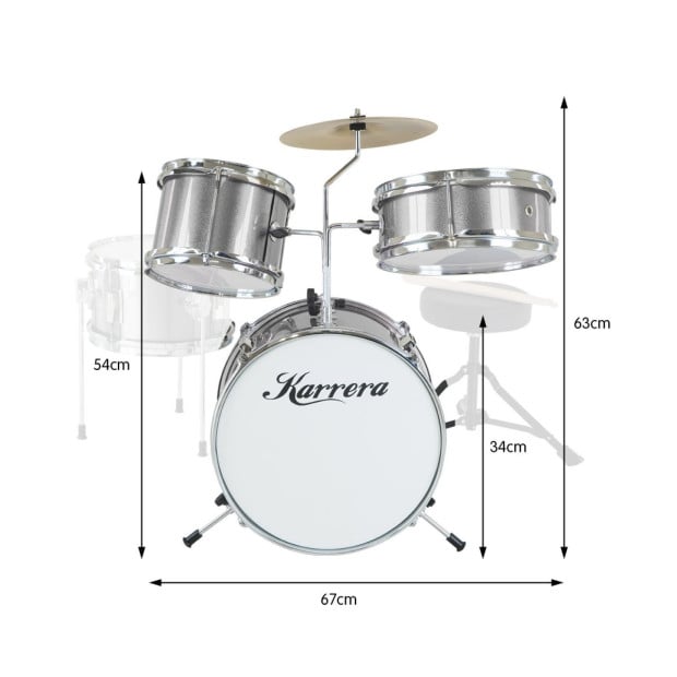 Karrera Kids 4pc Drum Set Kit - Silver Image 2