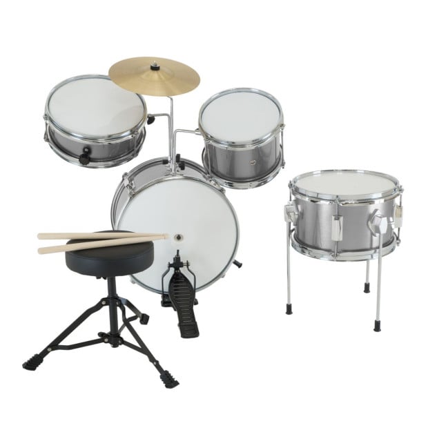 Karrera Kids 4pc Drum Set Kit - Silver Image 4