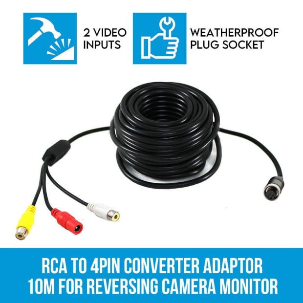 Elinz 4pin To RCA Converter Adaptor For Reversing Camera Monitor