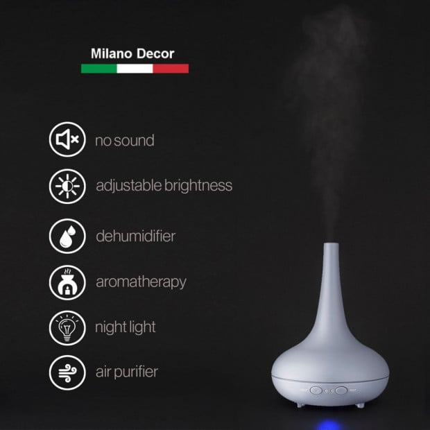 Essential Oil Diffuser Ultrasonic Humidifier Aromatherapy - Matte Grey Image 4