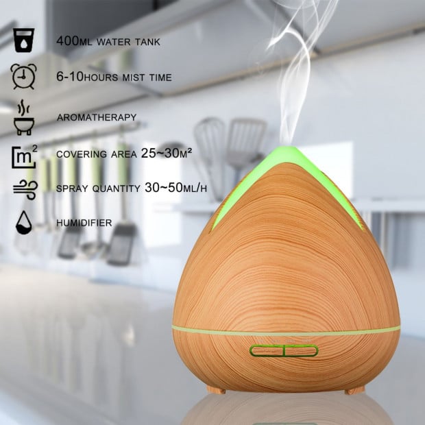Essential Oils Ultrasonic Aromatherapy Diffuser Humidifier- Light Wood Image 4