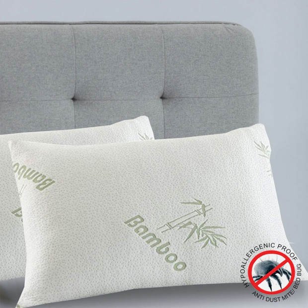 Luxury Bamboo Covered Memory Foam Pillow Twin Pack Image 4